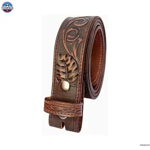 Resistance Full Grain Western Engraved Leather Belt Strap, 1-1/2" Wide Western Belt Leather Strap Floral Tooled Leather Belt Strap
