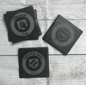 Square COD Zombies Perks Laser Engraved Slate Coasters Set, Kitchen Tableware Accessories