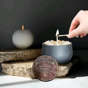 Glitter & Gith Creations - Unholy Coven Collection Burnt Out & Bewitched 8oz hand-poured ritual Candle - Caramel Latte, Espresso, & Vanilla Scent for Rest, Comfort, Recovery & Decor