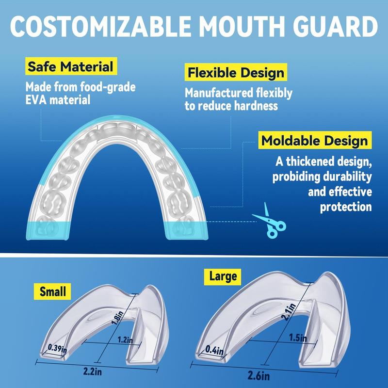 Mouth Guard for Teeth Grinding at Night - 4 Pcs EVA Moldable Dental  Night Guards for Adults & Teens - Thickened Design Safe Soft Comfortable Reusable Design with Carrying Case - Nighttime Protection for Teeth