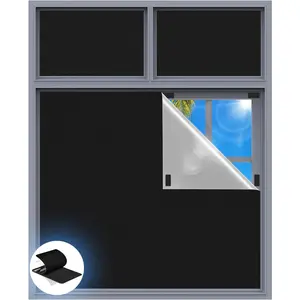 Blackout Curtains for Bedroom, 39" x 58" Portable Black Out Blinds with 20 Sets Hook & Loop Strips for  Blackout Window Film, Temporary Black-out Shades for Windows Cover  Travel RV- Blacks