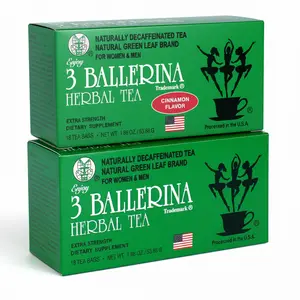 3 Ballerina Herbal Tea - Duo Pack (Cinnamon & Original Flavors) - 36 Tea Bags Total - Extra Strength - Naturally Decaffeinated - Traditional Chinese Blend - Made in USA