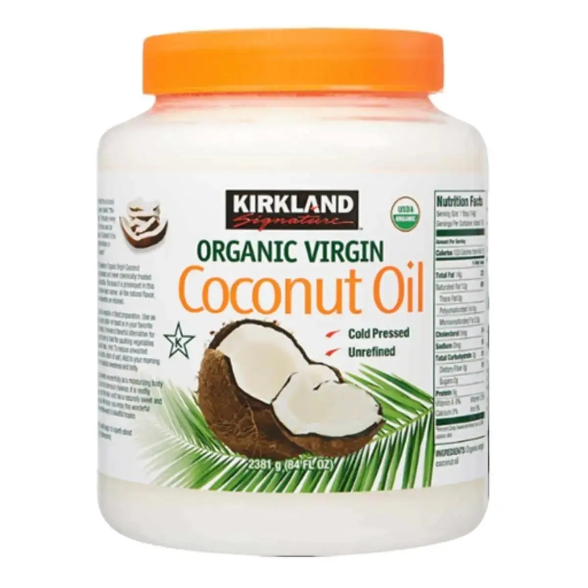 Kirkland Signature Organic Virgin Coconut Oil 84 fl oz Natural Flavor Healthy Cooking Baking Moisturizer