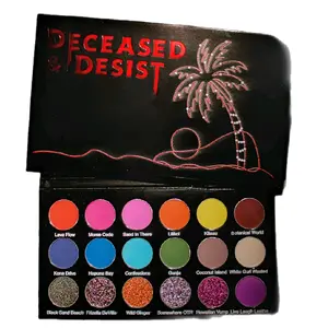 Deceased And Desist 18 Pan Eyeshadow Palette -   18 Pan Palette  13 Matte,  3 Duochrome,  1 Holochrome, 1 Shimmer.                                        Cruelty Free, Gluten Free, Vegan Cosmetic Makeup Multicolored