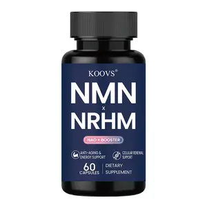KOOVS NMN + NRHM Premium NAD+ Booster 650mg NMN 100mg NRHM 60 Vegan Capsules GMP-Certified for Cellular Vitality Antioxidant Support Cognitive Wellness Healthcare Supplement Fitness Healthcare Healthcare Healthcare Fitness