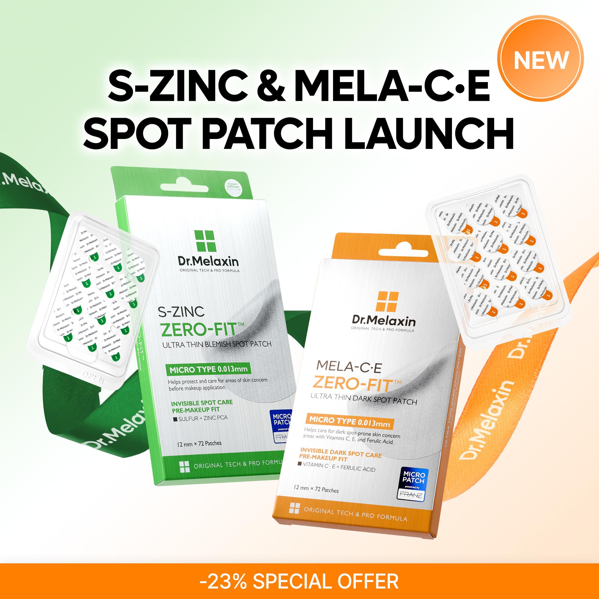 [Dr.Melaxin Official] Zero-Fit Blemish & Dark Spot Patch Duo 72 Patches × 2 | S-ZINC + Mela-C·E Ultra Thin Spot Patches with Salicylic Acid, Acne Care, Sulfur, Vitamin C & Niacinamide
