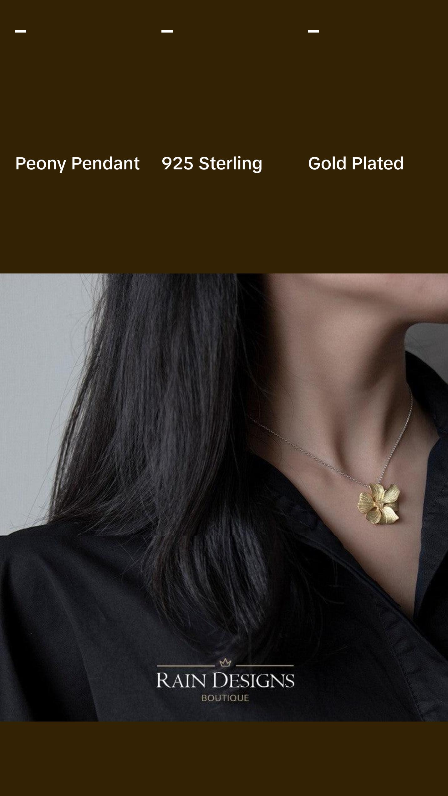 Peony Flower 925 Silver Necklace