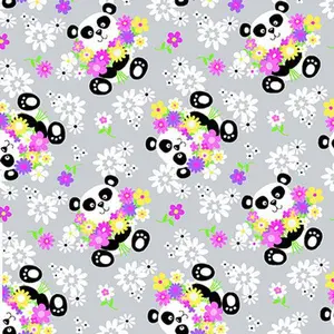 Panda Grey Comfy Flannel Fabric