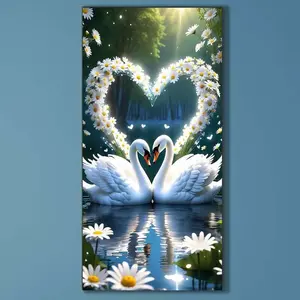 1 set of DIY diamond painting kit, 5D diamond art kit, DIY decorations, swan, heart, daisy mosaic, diamond art, DIY art home decor, Handicraft