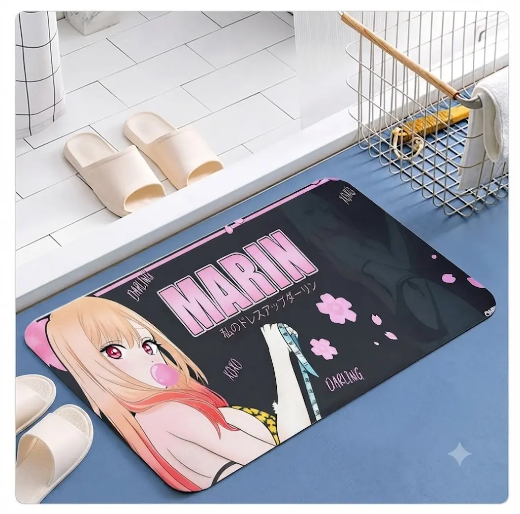 Marin Kitagawa Anime Doormat Manga Inspired Non Slip Welcome Door Mat Cute Otaku Room Decor Indoor Outdoor Entry Rug Washable Floor Mat Durable Low Profile Front Door Bedroom Dorm Apartment Housewarming Gift for Anime Fans