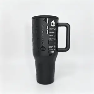 HydroJug 40oz Black Cheetah Print Stainless Steel Tumbler with Handle & Leak Resistant Lid, Vacuum Insulated Portable Water Mug, Ideal for Road Trip Camping Workout