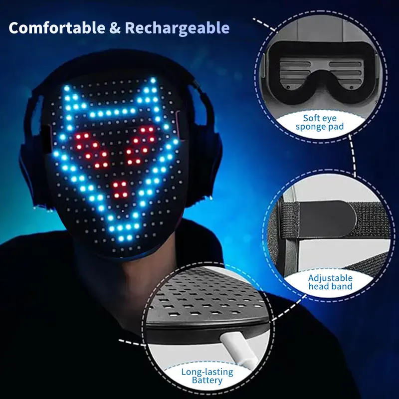 The 2026 new LED mask features color-changing modes and gesture-activated lighting functions. This eerie LED skull mask boasts a luminous effect, making it an ideal choice for use at Christmas costume parties.