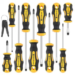 12-Piece Magnetic Screwdriver Set with 5 Phillips & 5 Slotted Professional Cushion Grip Screwdrivers and 2 Nut Drivers