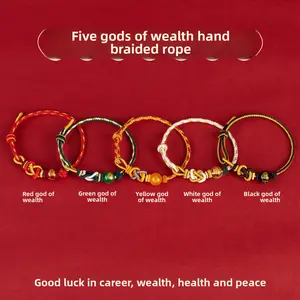 Five: God of Wealth Agate Hand Braided Rope Hand-woven Red Rope Bracelet Rope