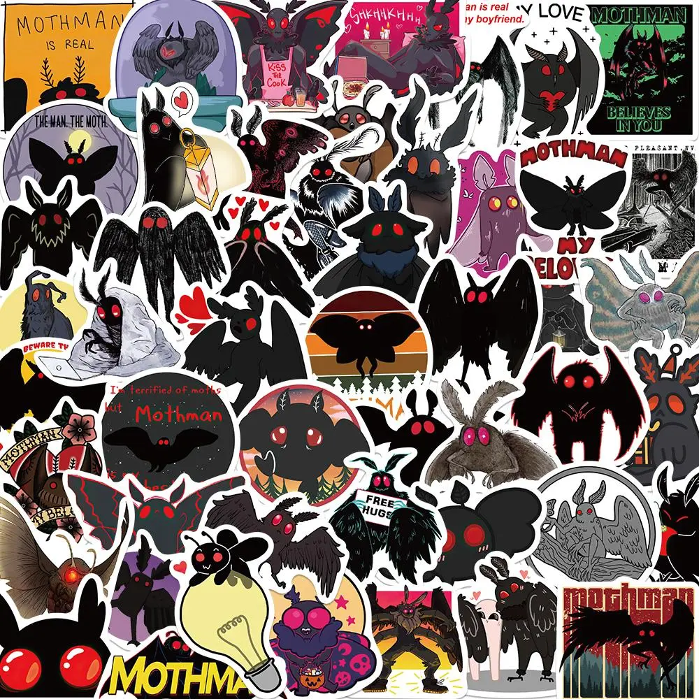 Mothman Sticker, 50/1000pcs Cartoon Bat Pattern Decorative Sticker, DIY Decals for Water Bottle, Laptop, Phone Case, Scrapbooking, Journal Making, Ornaments, Accessories