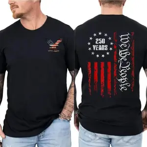 🦅[Graphic Tee][100% cotton]Patriotic Eagle American Flag T-Shirt – 250th Anniversary 1776-2026 USA Independence Day, Vintage Eagle Graphic, Front & Back Print, Unisex Fit, Made in USA, Perfect for July 4th, Memorial Day, American Pride Tee