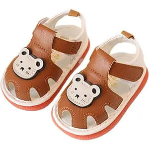 Baby Boys Girls Summer Sandals Cue Bear Pattern Squeaky Squeaky Shoes Non-Slip Newborn First Walking Shoes
