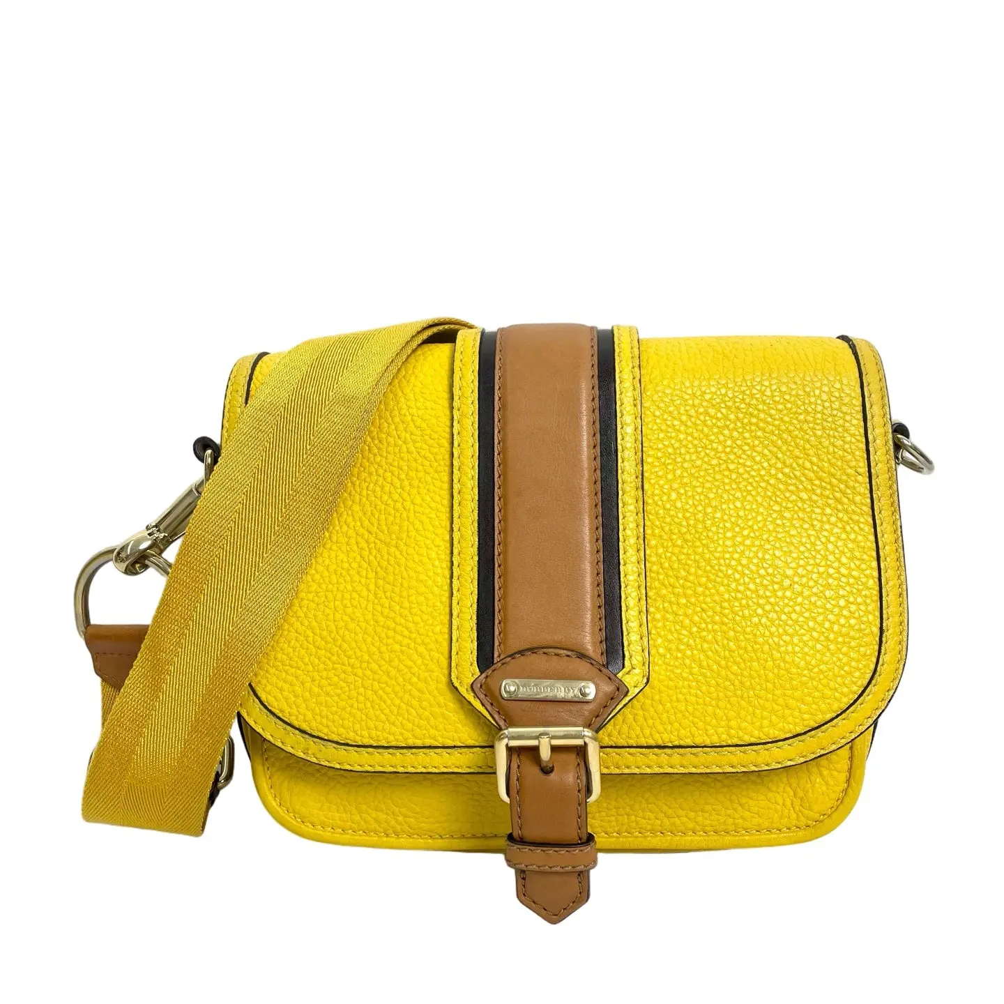 Pre-owned leather crossbody bag Burberry Compact Grained Yellow Crossbody Messenger Shoulder Bag With Dust Bag