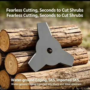 25.4 cm Steel Teeth Trimmer Blade, 3-Tine Garden Weeder Blade for Grass & Brush Removal, Compatible with Weed Machines