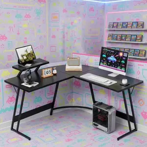 Homall L-Shaped Gaming Desk | 51" Corner Desk | Removable Monitor Riser | Classic Black