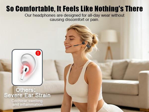 2B2C LK02 Bluetooth Air Conduction Headset with Mic, For Trucker Drivers, Open Ear Wireless Headphones with Bluetooth 5.1/Mute Function/aptX-HD/LL, for Online Meeting/Online Teaching/Office Home Business/Driving Wireless Bt Headset Aluminium Audio Silicon