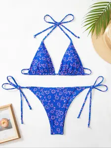 Women's Floral Print Bikini Set, Casual Fashion Chic Swimsuit Set for Beach Holiday Vacation, Ladies Swimwear for All Seasons, Bikini Swimsuits, Floral Bikini Bottom, Floral Tropical Bikini