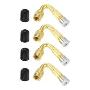 1 Set 45-Degree Universal Tire Valve Stem Extenders Extension Adapter - Cars RV Bicycles Motorcycles Trailers Tubeless Tire Valve - Copper Gold Tone