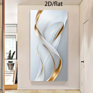 2D/Flat Framed Modern Abstract White and Gold Shapes Canvas Painting Art for Bedroom and Living Room Decoration - Premium Quality Materials & Easy to Hang Design - Stylish Minimalist Artwork Gift Artistic Print