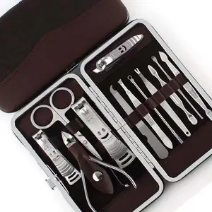 12PCS Pedicure / Manicure Set Nail Clippers Cleaner Cuticle Grooming Kit Case Lightweight Stainless