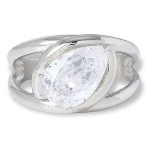 Radiance by Absolute™ Stainless Steel 3ct Pear-Cut CZ Ring