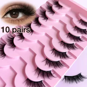 Half Eye Lashes 10 Pairs Cosmetic, Cool and Stylish, Simple Design, Reusable, Easy to Apply, Synthetic Chemical Fiber Material, No Ca Prop 65, Eyelashes