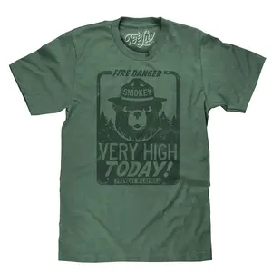 Smokey Bear "Fire Danger Very High Today" T-Shirt - Green