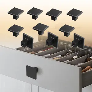10pcs Matte Metal Flat Black Square Cabinet Knob | Furniture Door Hardware, Wardrobe Drawer Handle, Modern Design for Kitchen & Home Furnishing Fixtures