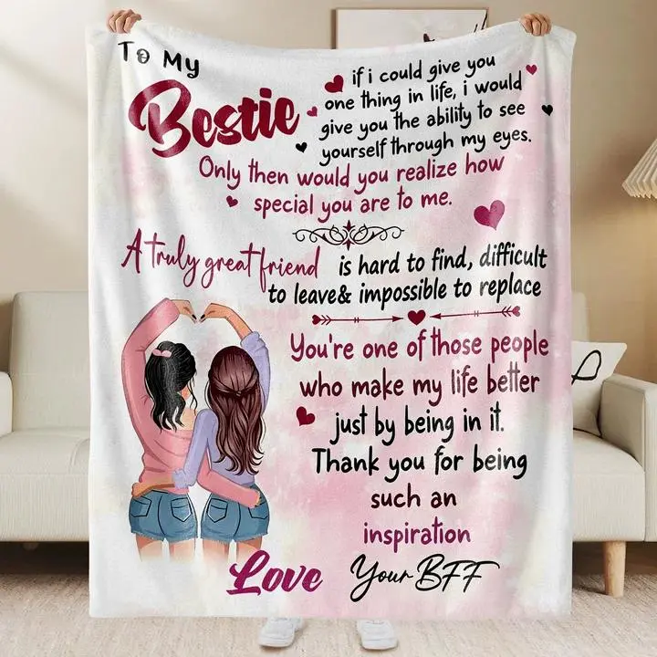 Heartwarming Comfy Cozy Throw Blanket - Soft Bedding Throw, Home Decor Blanket, Friendship Gift for Women, Bestie Gift for Mother's Day or Birthday