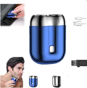 New Model Mini Electric Shaver for Men Dual-Head Portable Rechargeable Razor with USB Charging 30-Minute Battery Life One-Touch Start Washable Design Compact Lightweight for Travel Home Use Smooth Blue