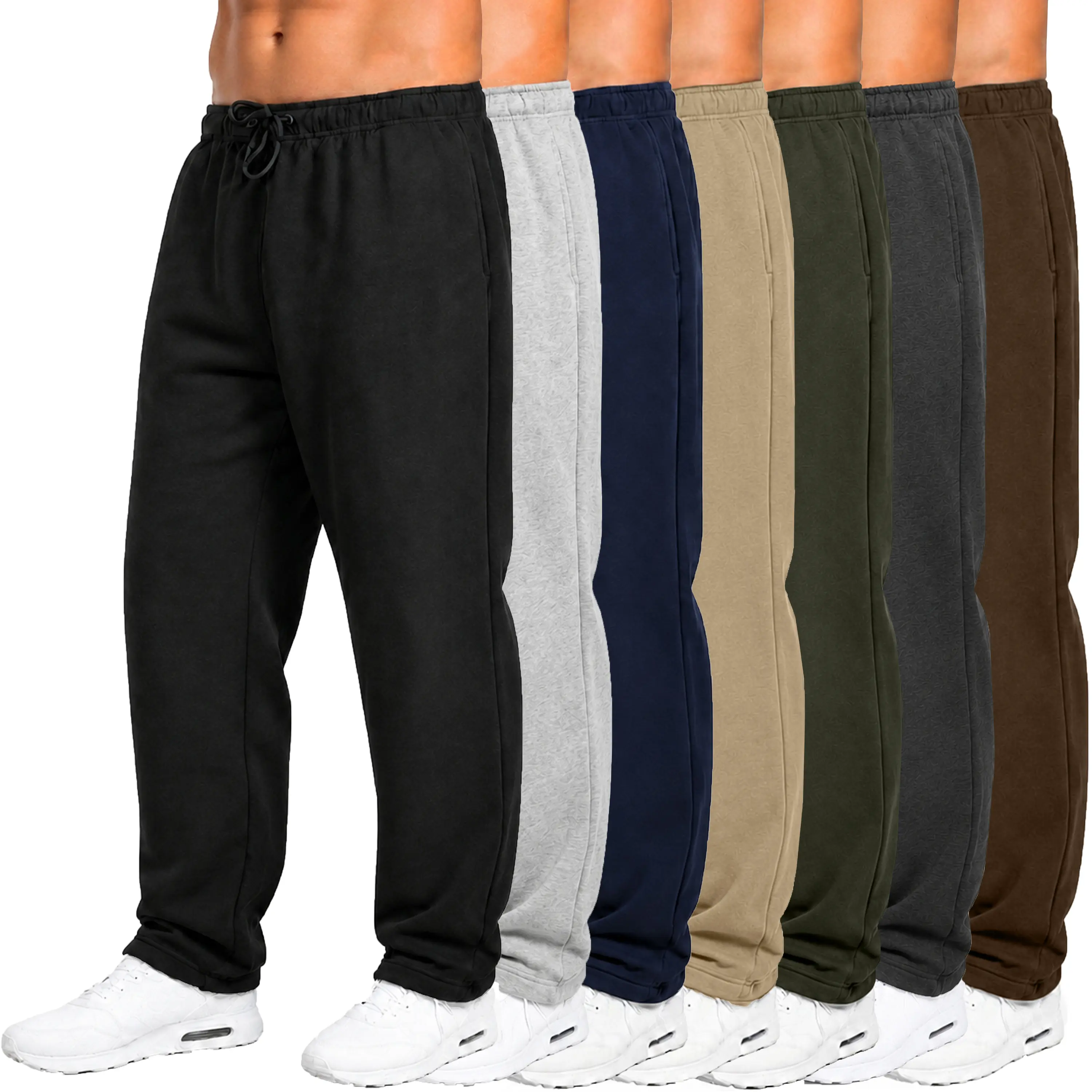 Men's Classic Fleece Sweatpants with Open Bottom -3 Pack