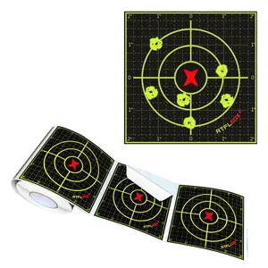 ATFLBOX 4-in High Visibility Fluorescent Yellow Paper Shooting Target Stickers, 200-Pc Self-Adhesive Roll with 1/4-Inch Grid Lines & Consistent Feedback for BB/Pellet/Rifle Indoor-Outdoor Shooting