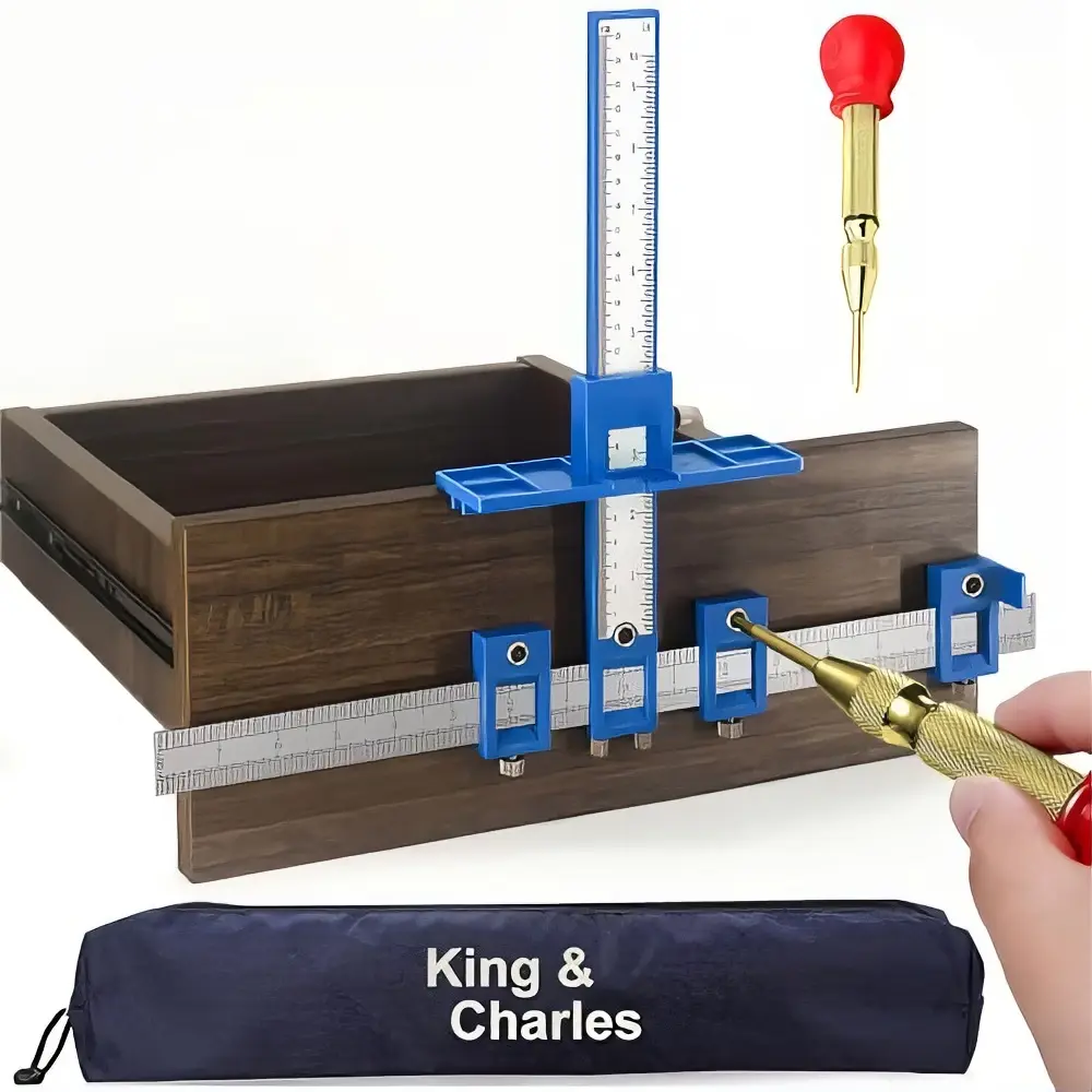 Cabinet Hardware Jig and Automatic Center Punch Tool Set for Drilling, Woodworking Hand Tools Kit