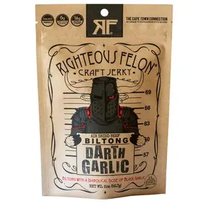 RIGHTEOUS FELON Traditional Garlic Kick Flavor Dried Snack, 2oz Darth Garlic Biltong