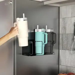 Magnetic Cup Holder with Insulated Mug Stand, Beverage Organizer, No-Drill Installation, Thick Material, Ideal Room Decor & Home Storage Solution.