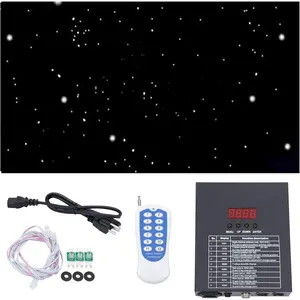 LED Backdrop, 13ft x 10ft Star Stage Light Curtain Velvet Starry Sky Cloth Foldable Wedding Stage Backdrop with DMX Remote Controller IP20 for Christmas Party Club Decoration (10ft*13ft, White)