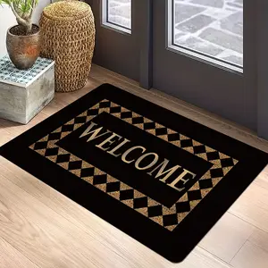 Modern Style Welcome Door Mat, Soft Non-Slip Entrance Rug, Absorbent Kitchen Bathroom Home Decor Carpet, Contemporary Design, Modern Geometric Rug