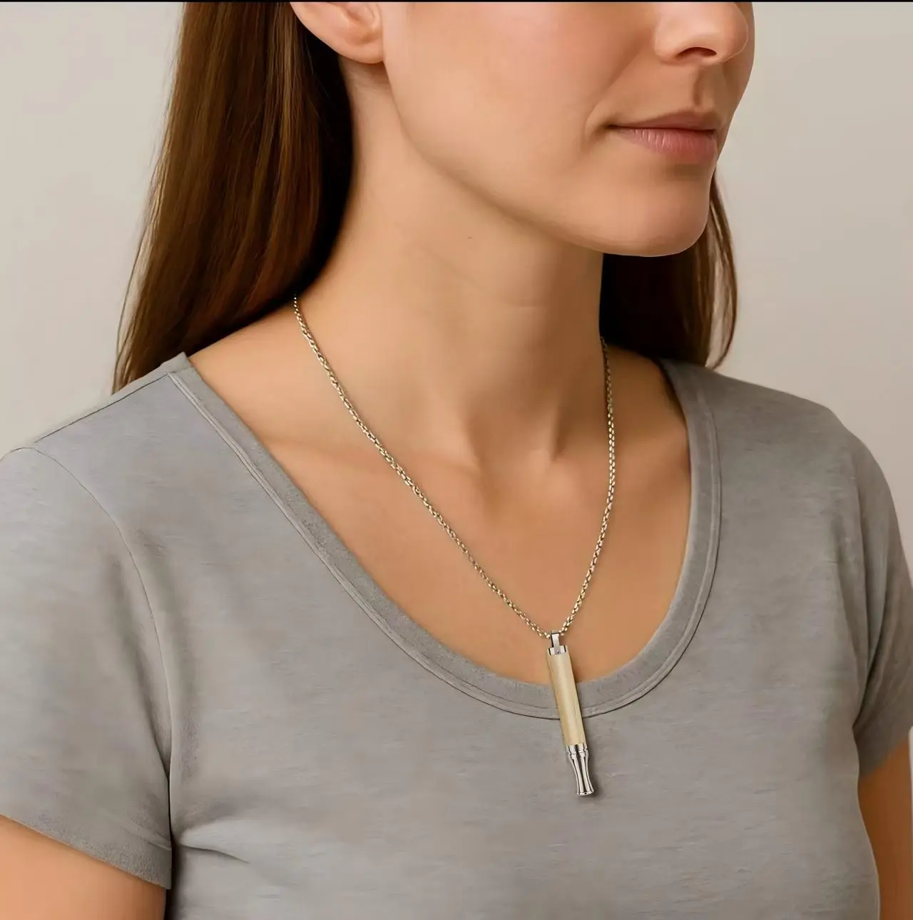 Stainless Steel Aromatherapy Diffuser Necklace, Natural Wooden Scent Pendant Jewelry with Chain