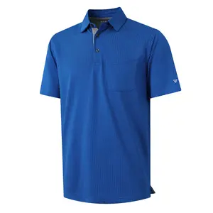 M MAELREG Men’s Jacquard Polo Shirt with Pocket – Dry Fit Moisture-Wicking Performance Short Sleeve Polo for Summer Vacation, Casual Wear Holiday Gifts