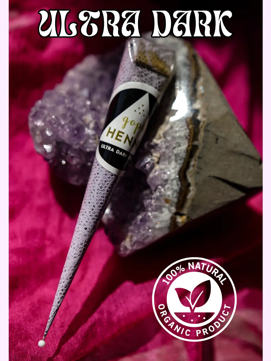Gopi Henna Ultra Dark Jagua Henna Cone 20g - Almost Black Stains for Intense Long Lasting Color - 100% Natural Organic Product