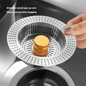 Upgraded Kitchen Sink DrainStrainer - Stainless Steel Sink Stopper, Anti-Clogging Sink Food Catcher Basket,for US Standard 3 1/2 inch Drain