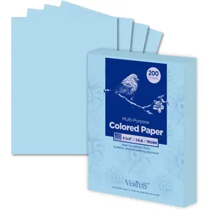 Color Copy Paper, Multi-Purpose Colored Printer Paper, 8.5” x 11”, 24 lb / 90 GSM, Blue, 200 Sheets (1 Ream), Made in USA