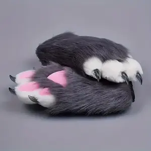 Furry Cosplay Paws Gloves, Fursuit Claw Hand Covers, Natural Latex, Funky Style, Wearable Animal Roleplay Accessories/ Costume Masks