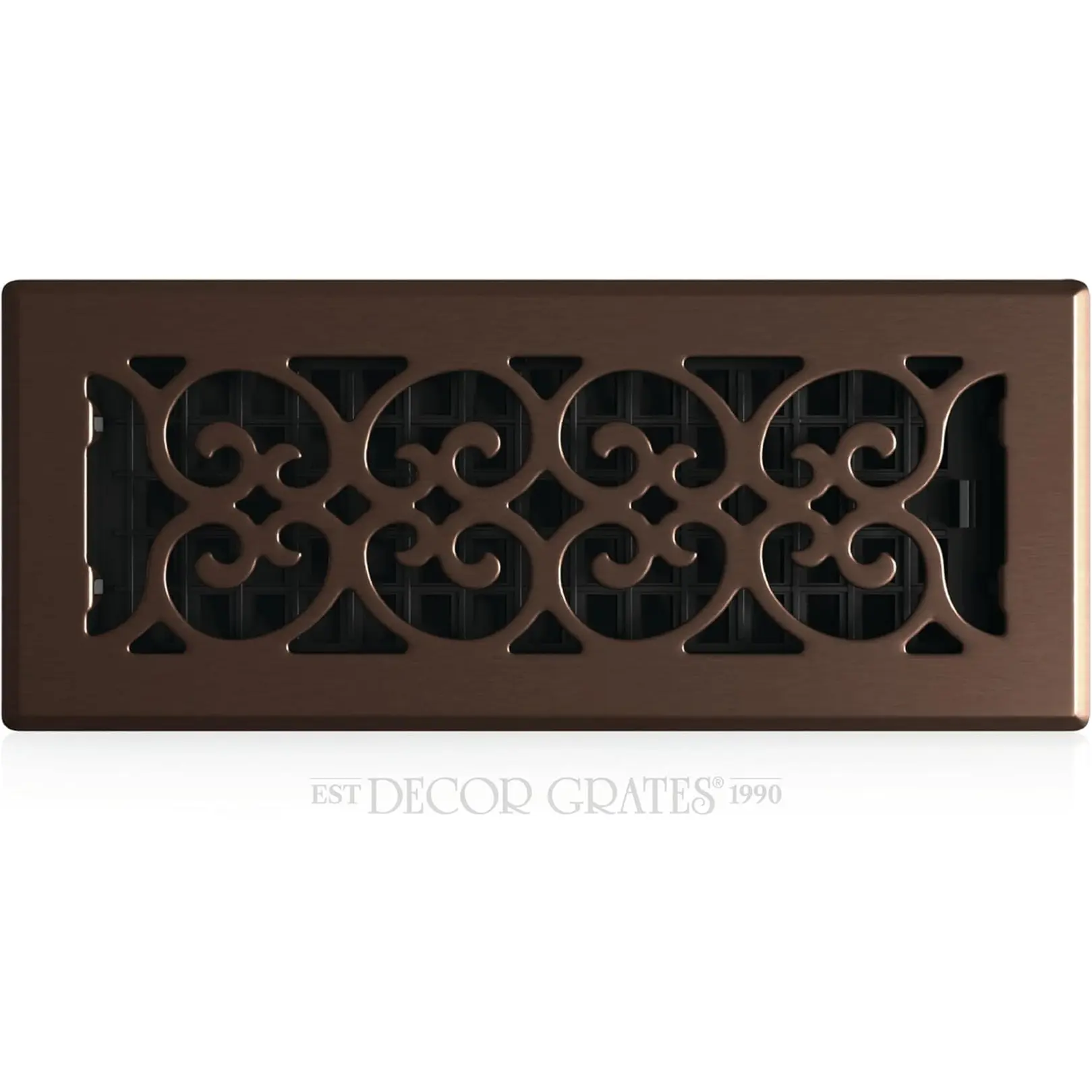 Decor Grates Metal Scroll Decorative Air Vent Cover 4X12 Floor Register – Adjustable Control Lever – AC Floor Vent Covers for Home Floor Vents – Fits 4 X 12 Inch Opening – Rubbed Bronze (SPH412-RB)