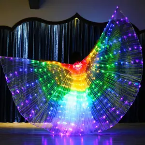 LED Luminous Butterfly Dance Wings 145cm Multi-Color Belly Dance Cloak High Brightness Waterproof Portable for Shows & Cosplay